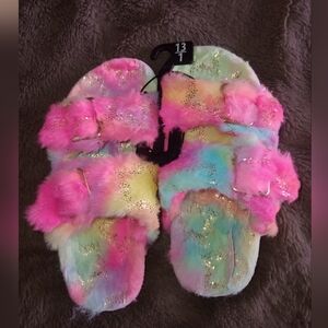 Multicolored Furry Girls Sandals